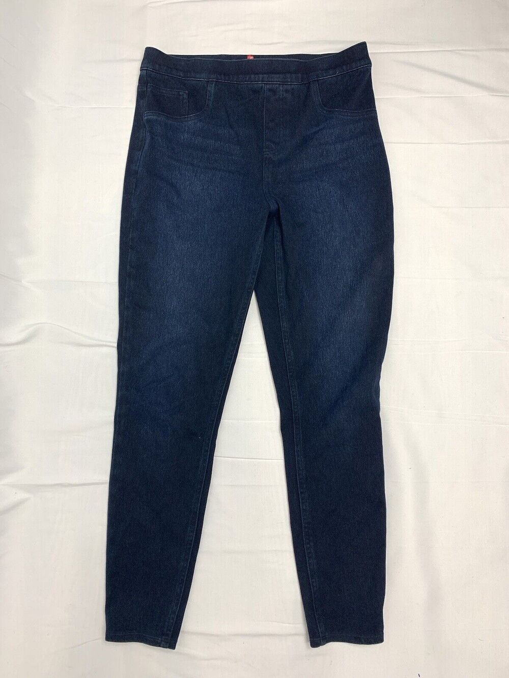 Spanx Women’s Jean-is Ankle Leggings Size L Dark Blue Denim Tummy Control
